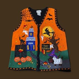 Basic Edition: Vintage Halloween Sweater Vest with Beading